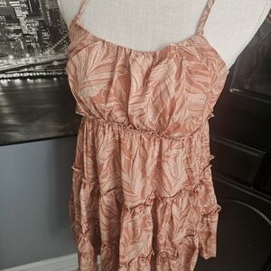 Apricot Leaf Patterned Tiered Dress